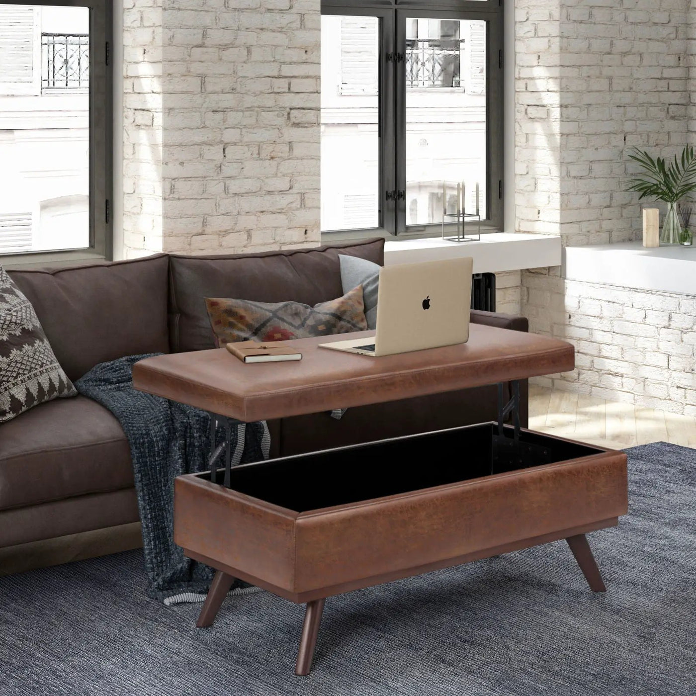 Owen - Lift Top Large Coffee Table Storage Ottoman, Mid Century Style by HouseOfZazla