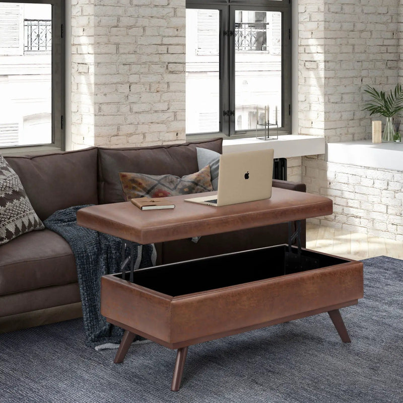 Owen - Lift Top Large Coffee Table Storage Ottoman, Mid Century Style by Unique Piece Furniture