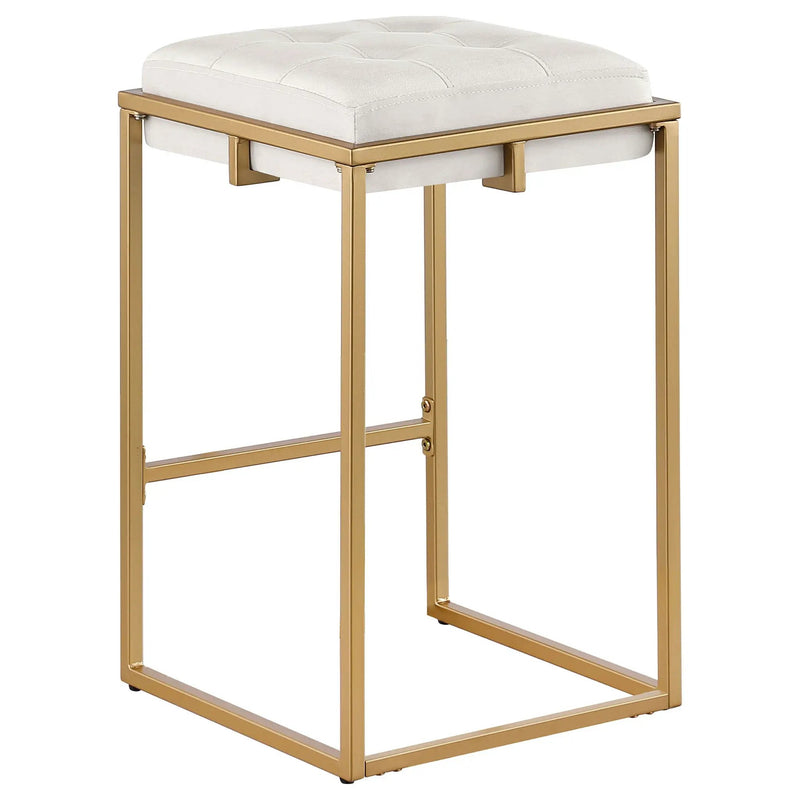 Square Counter Height Stools (Set of 2) - Beige / Gold by HouseOfZazla