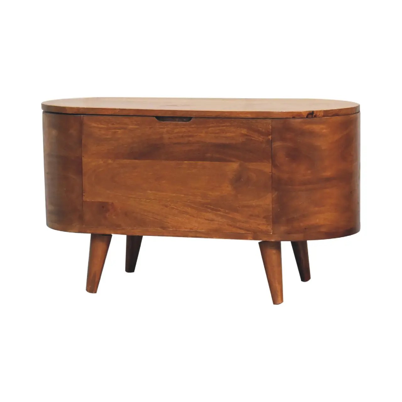 Solid Wood Chestnut Rounded Lid-Up Blanket Box by HouseOfZazla