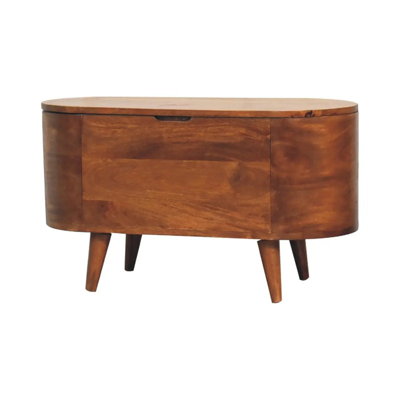 Solid Wood Chestnut Rounded Lid-Up Blanket Box by HouseOfZazla