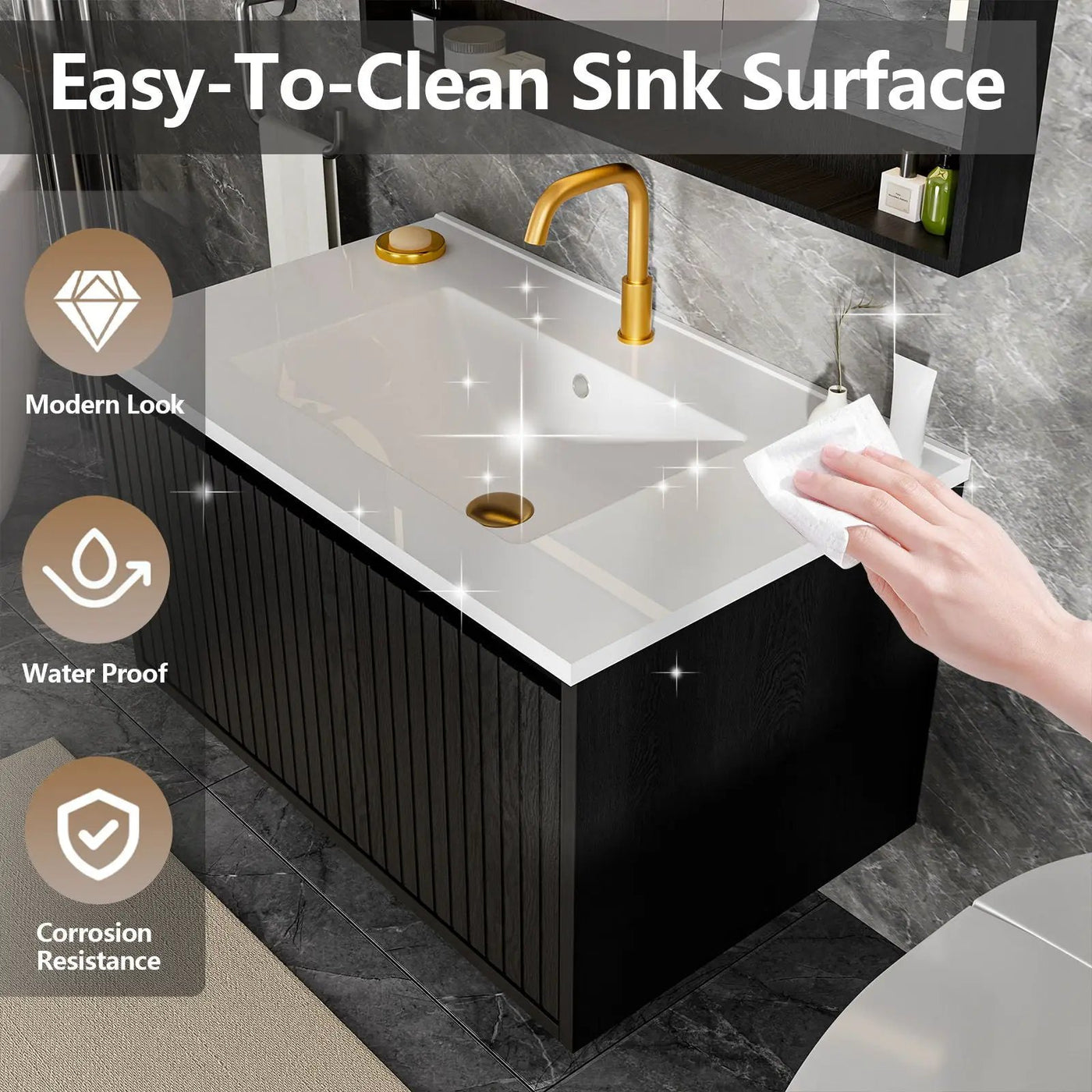 Wall Mounted Floating Bathroom Vanity With Sink And Drawers by HouseOfZazla