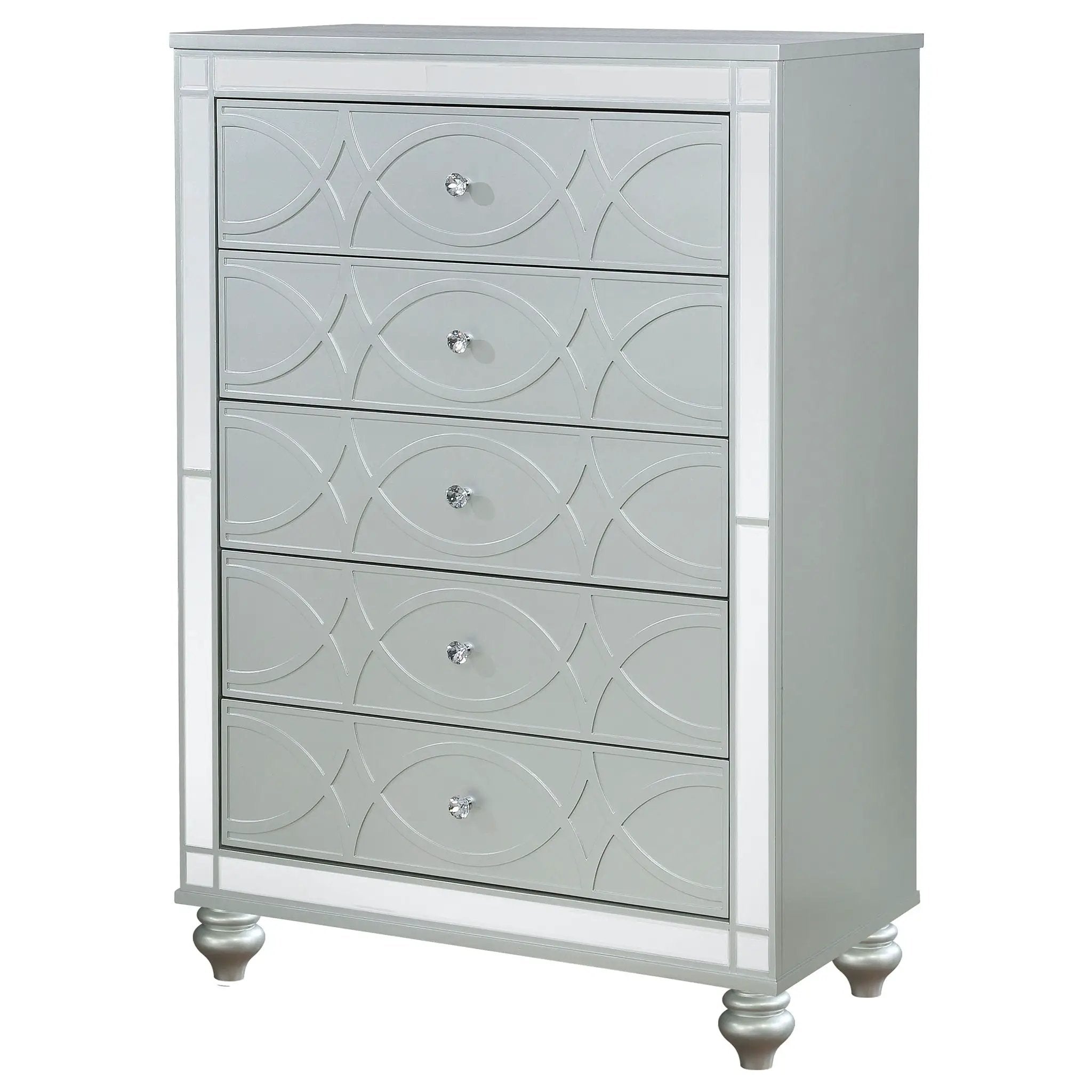 Gunnison 5-drawer Bedroom Chest Silver Metallic by Unique Piece Furniture