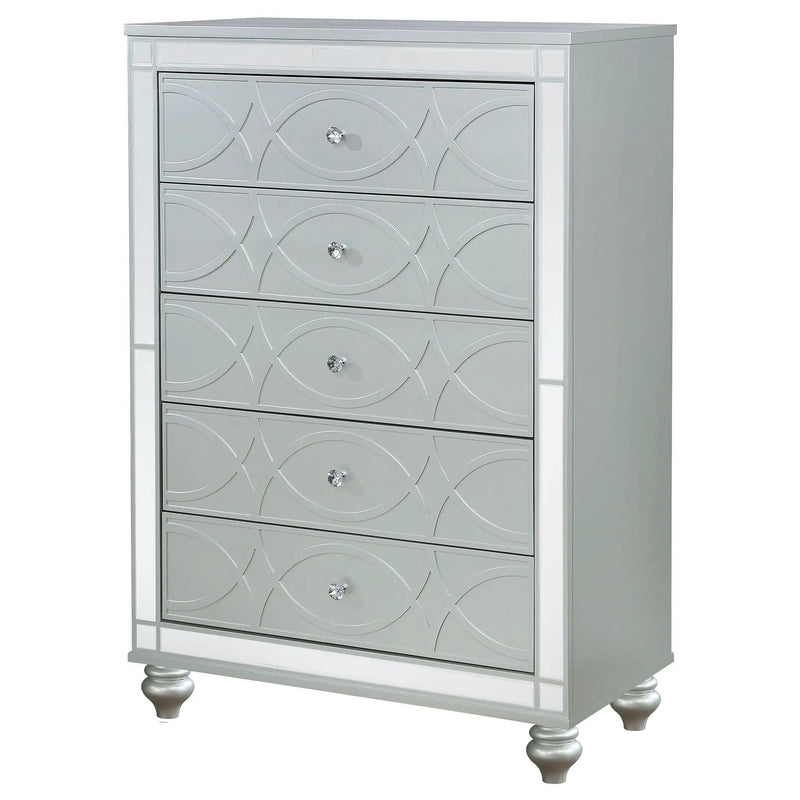 Gunnison 5-drawer Bedroom Chest Silver Metallic by Unique Piece Furniture