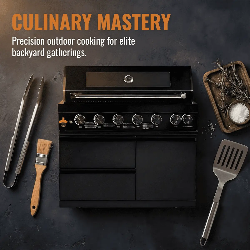 43" Black Six Burners Outdoor Kitchen Island Grill by Chery Industrial