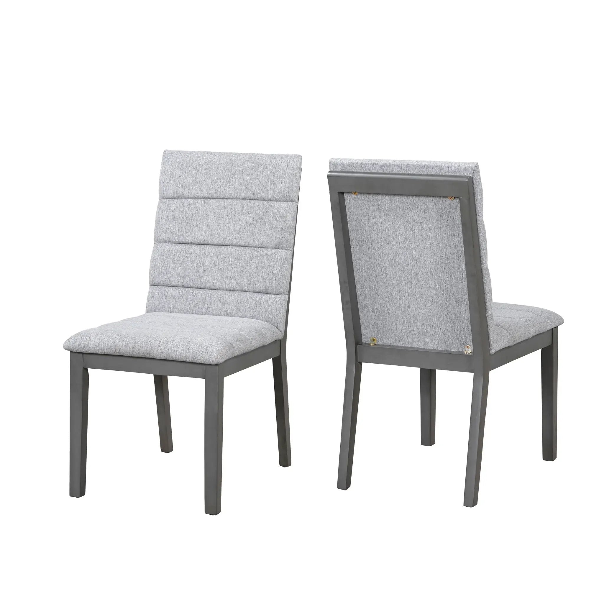 Tufted Upholstery Modern Dining Chairs (Set of 2) Sleek Comfort With Rubber Wood Frame - Gray / Oak by Unique Piece Furniture