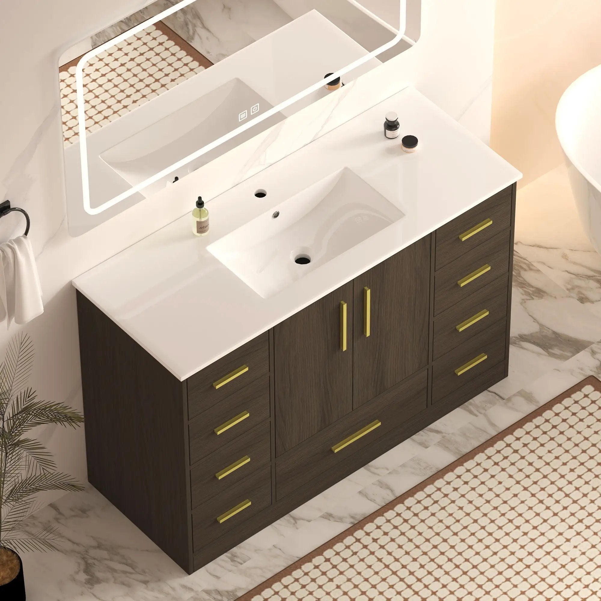 Bathroom Vanity With Abundant Storage 2 Soft Close Doors And 9 Drawers by Unique Piece Furniture