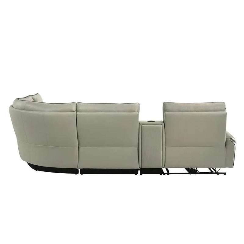 Jayke - Power Motion Sectional Sofa - Light Gray Top Grain Leather Match by Unique Piece Furniture