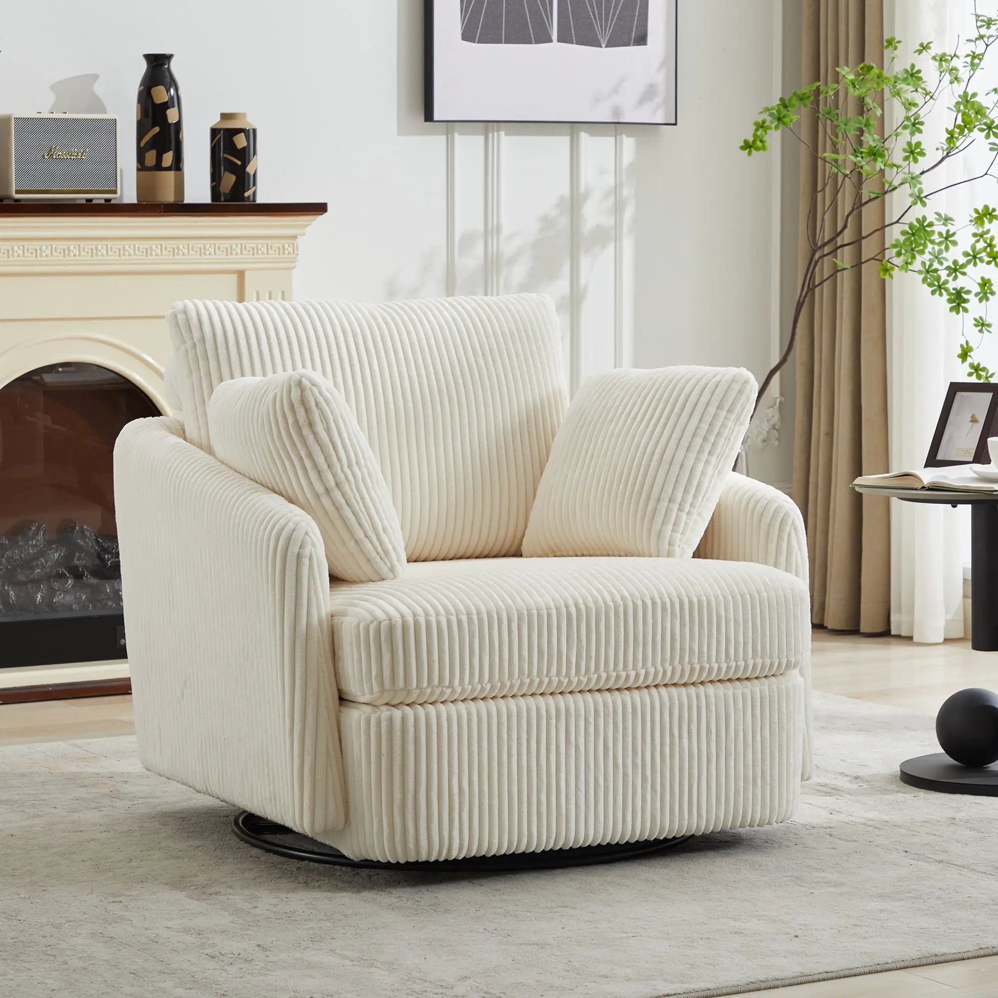 40.55''W Swivel Accent Chair with 2 Throw Pillows by HouseOfZazla