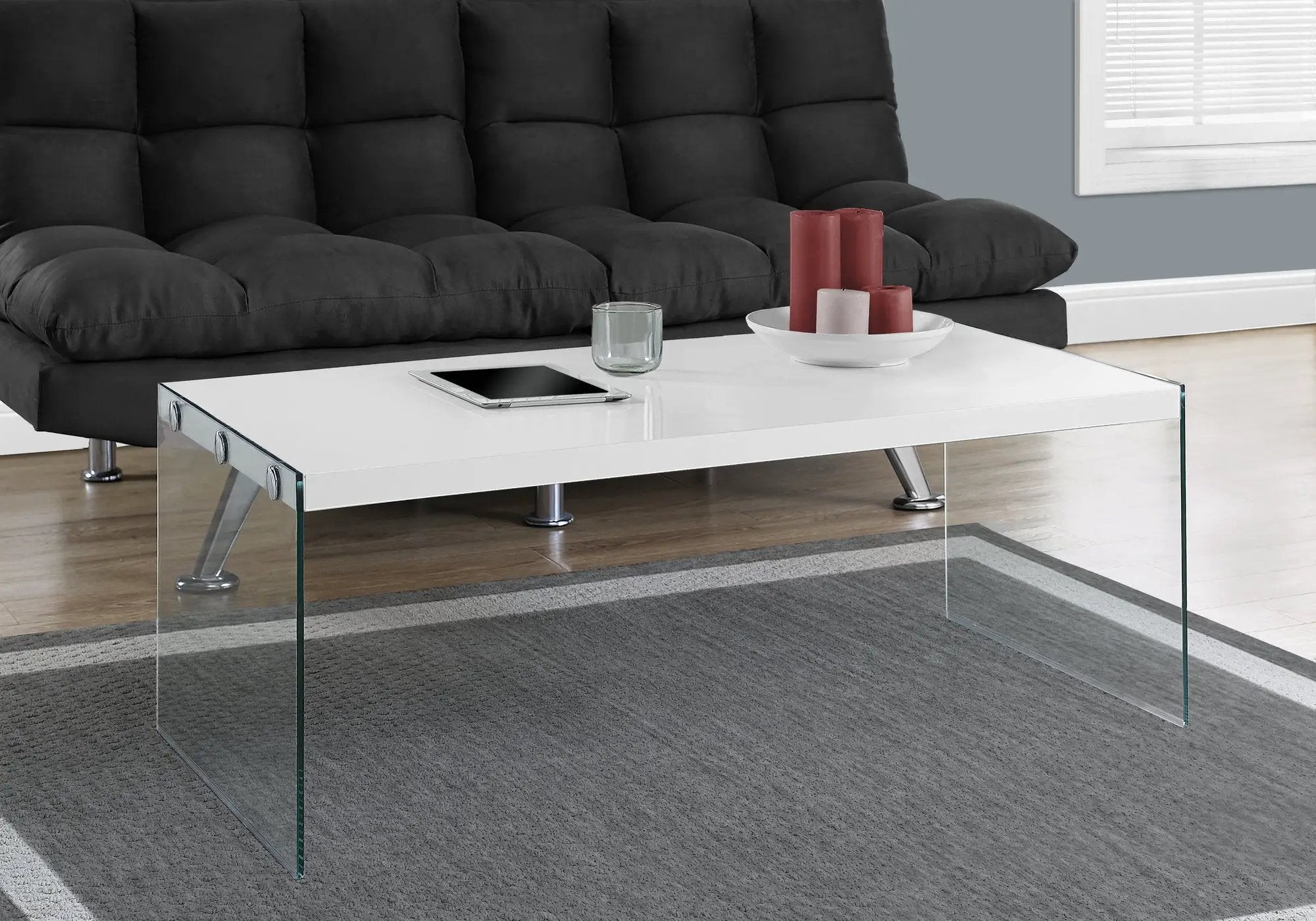 Coffee Table Rectangular For Living Room Clear Tempered Glass by Unique Piece Furniture