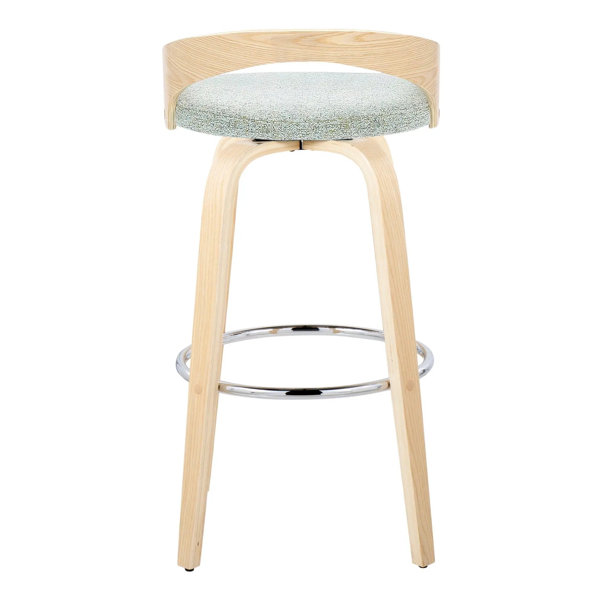 Grotto - Contemporary Fixed-Height Barstool With Swivel With Round Footrest (Set of 2) by HouseOfZazla