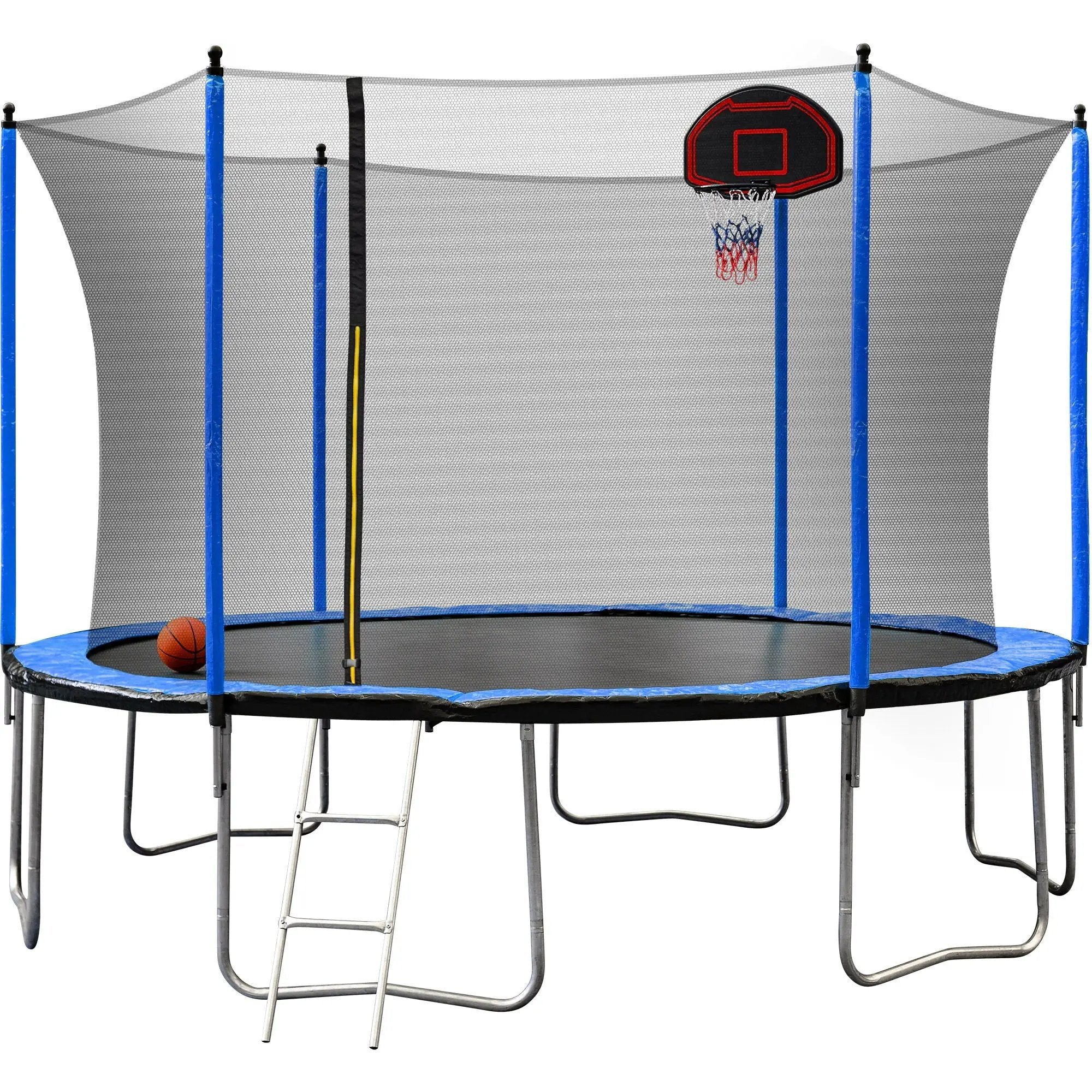 15Ft Trampoline With Basketball Hoop Inflator And Ladder (Inner Safety Enclosure) by HouseOfZazla