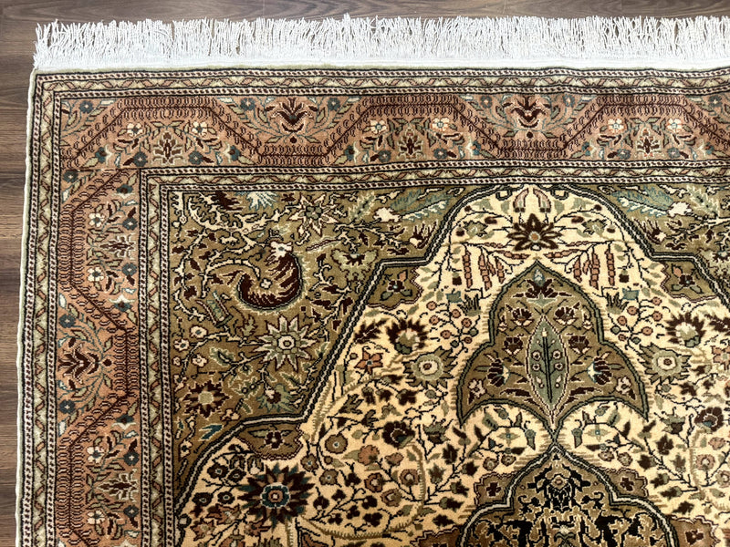 Turkish Sivas Rug 6x9, Floral Medallion, Vintage Handmade Wool Carpet by Jewel Rugs