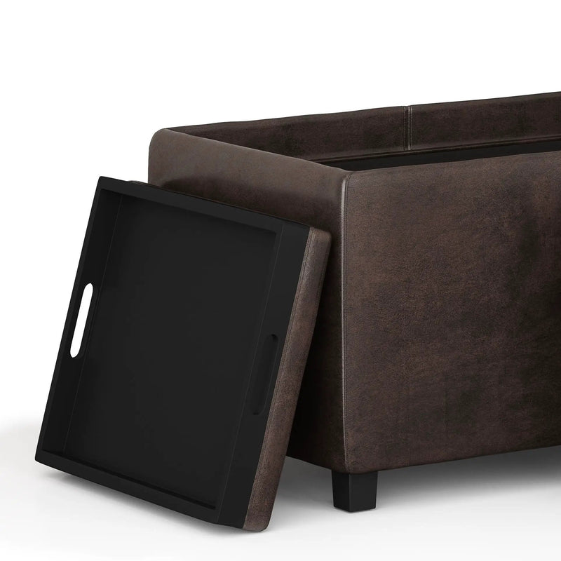 Avalon - Storage Ottoman - Distressed Brown by HouseOfZazla