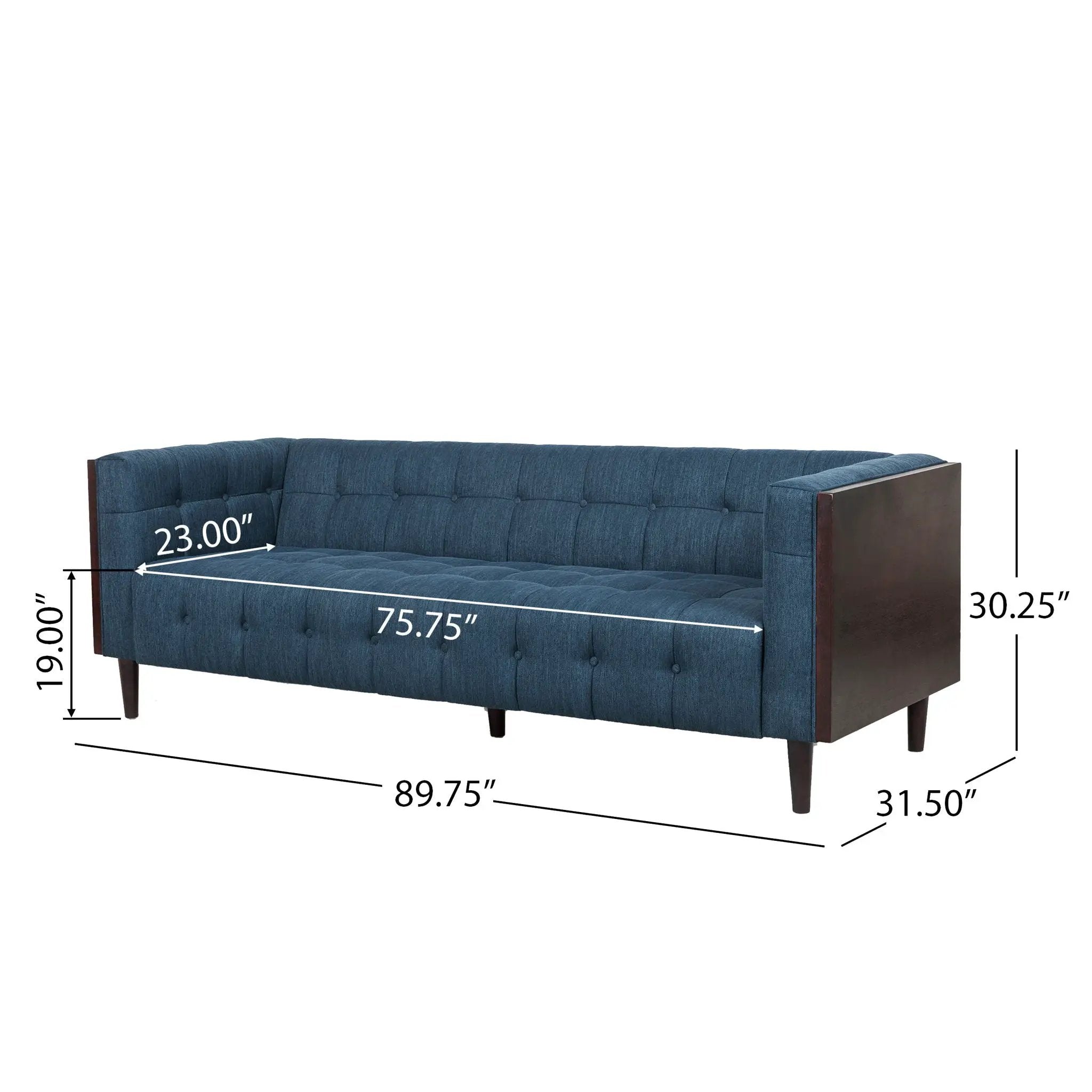 Contemporary Mid-Century Charm 3 Seater Sofa With Button Tufted Waffle Stitching by HouseOfZazla