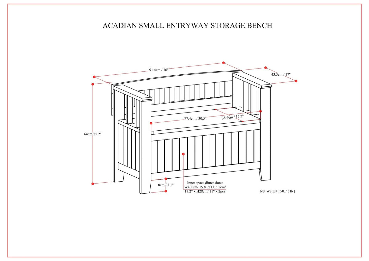 Acadian - Entryway Storage Bench, Handcrafted, photo 26 of 28
