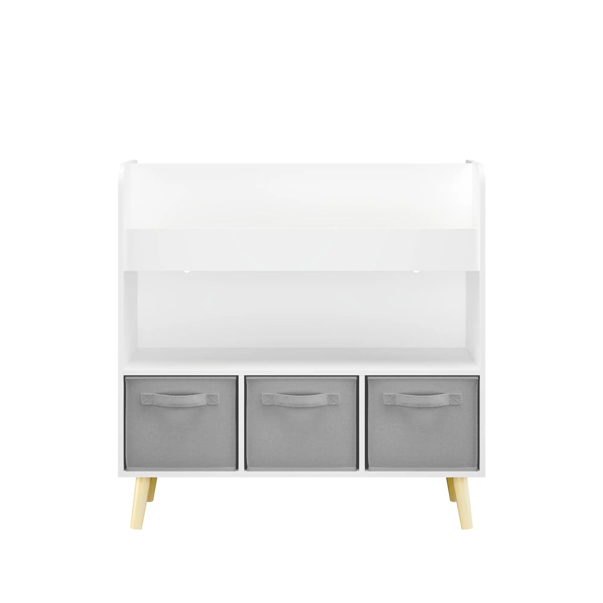 Bookshelf With 3 Bins, Storage Shelf For Toys And Books - White by HouseOfZazla