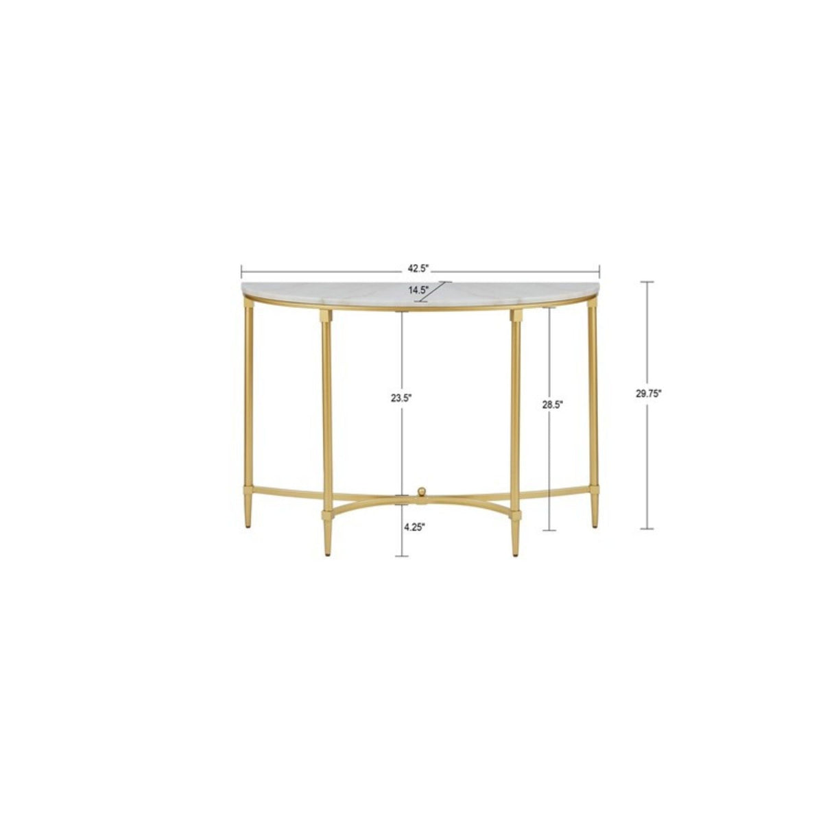 White Marble Console Table with Gold Metal Legs - Bordeaux, photo 7 of 8