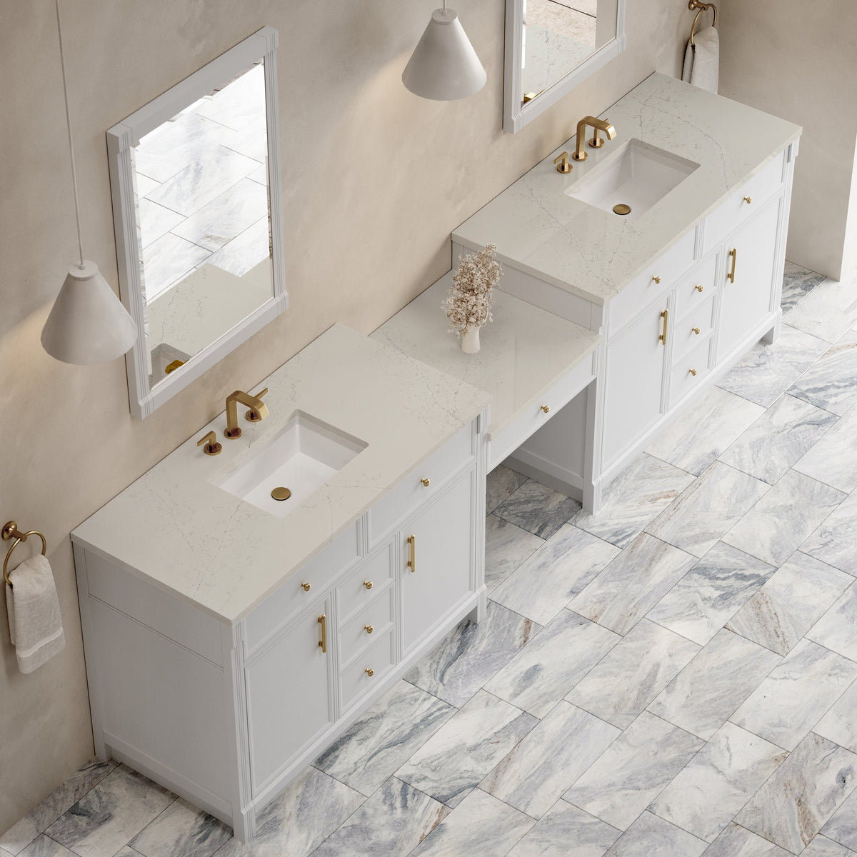 James Martin Bellshire 120" Double Bathroom Vanity, Bright White, view 38