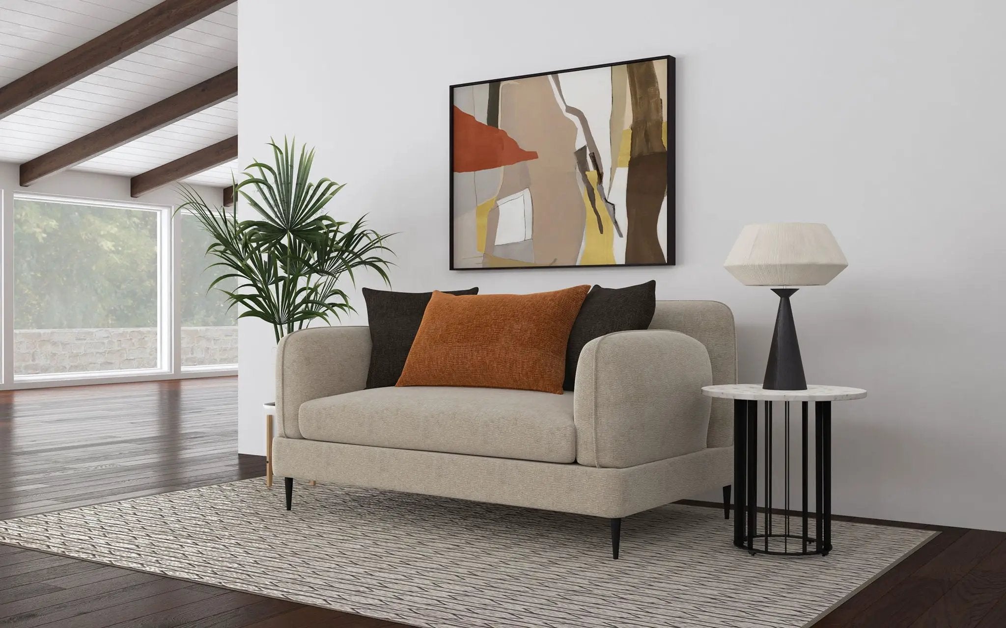 Jade Chenille Upholstered Sculpted Track Arm Loveseat Latte by Unique Piece Furniture