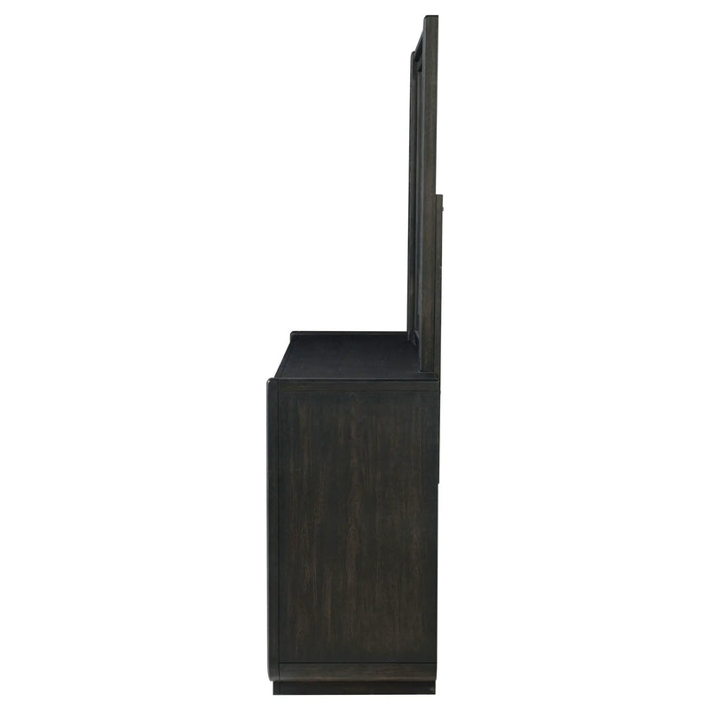 Leandro 8-drawer Bedroom Dresser with Mirror Burnished Black by Unique Piece Furniture