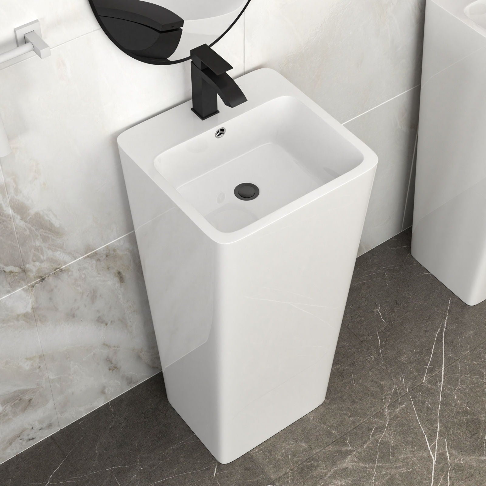 Pedestal Sink 16" For Powder Rooms - White by HouseOfZazla