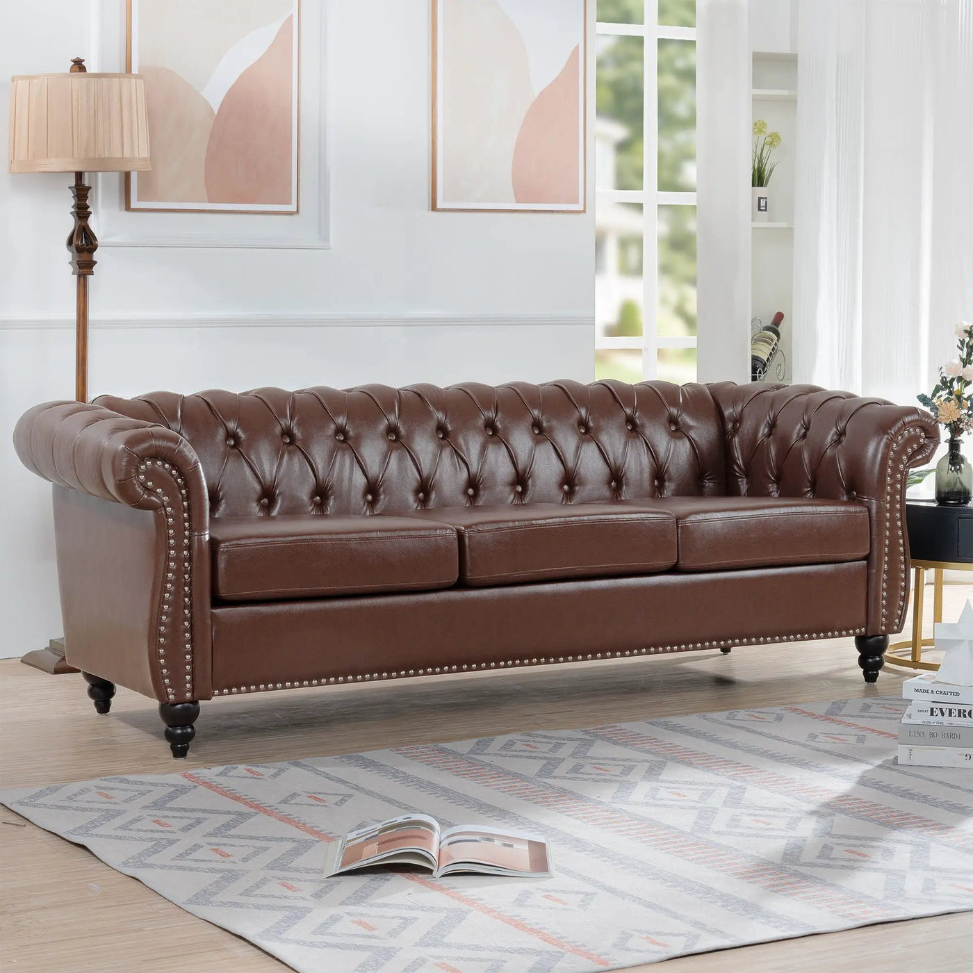 Rolled Arm Chesterfield 3 Seater Sofa by HouseOfZazla