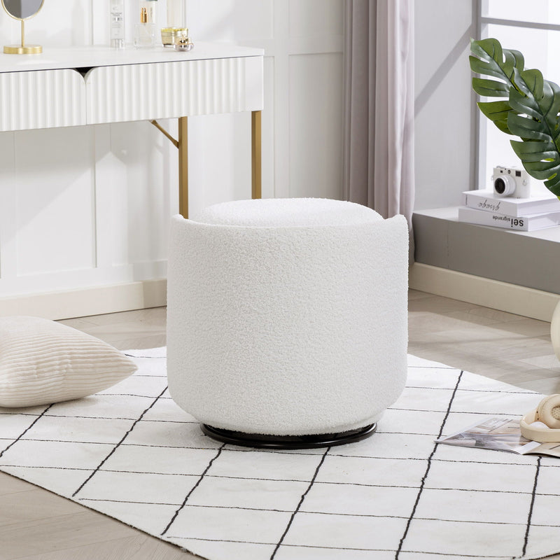 Barrel Chair & Built In Storage, 360° Swivel - Beige by HouseOfZazla