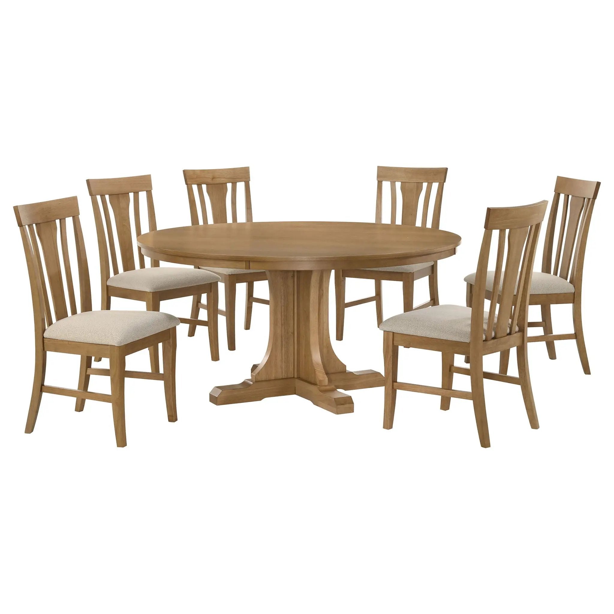 Hartville 7-piece Round Dining Table Set Natural Light Brown by Unique Piece Furniture