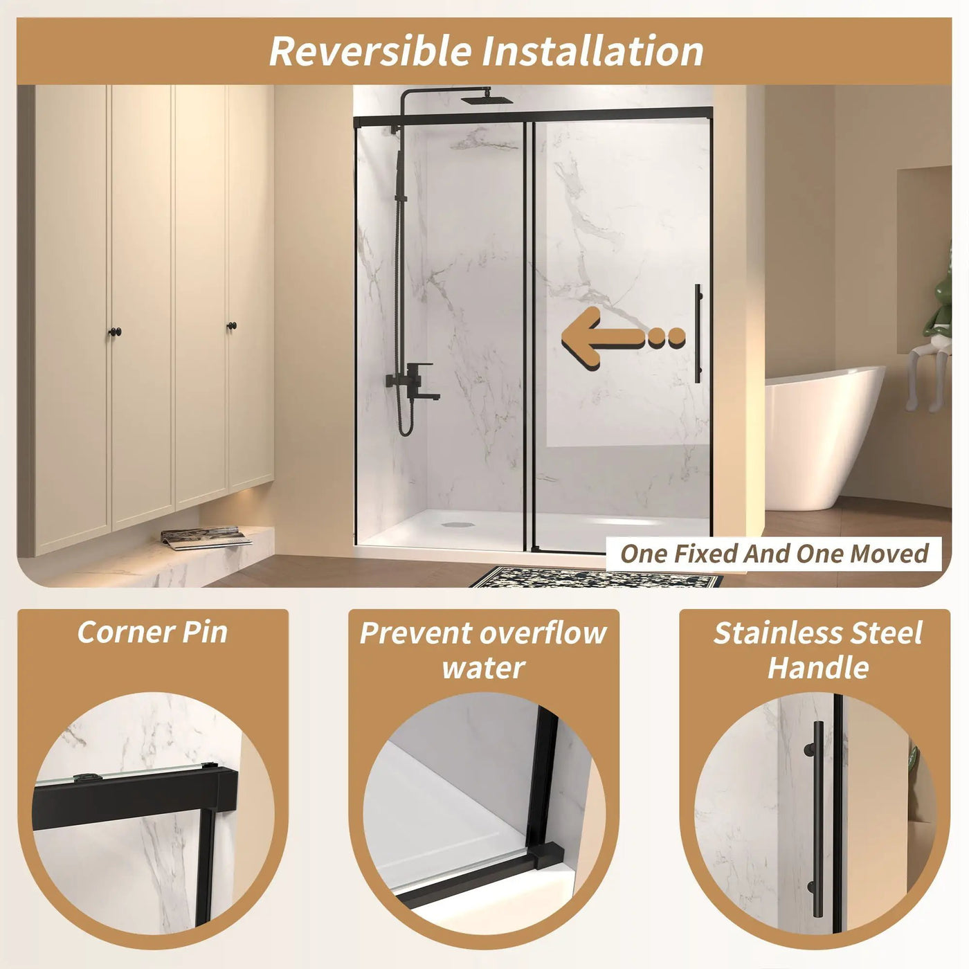 Frameless Single Sliding Shower Door by HouseOfZazla