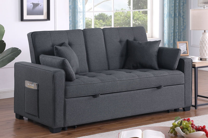 Convertible Sleeper Loveseat with Cup Holder & Charging Ports - Dark Gray, photo 11 of 14