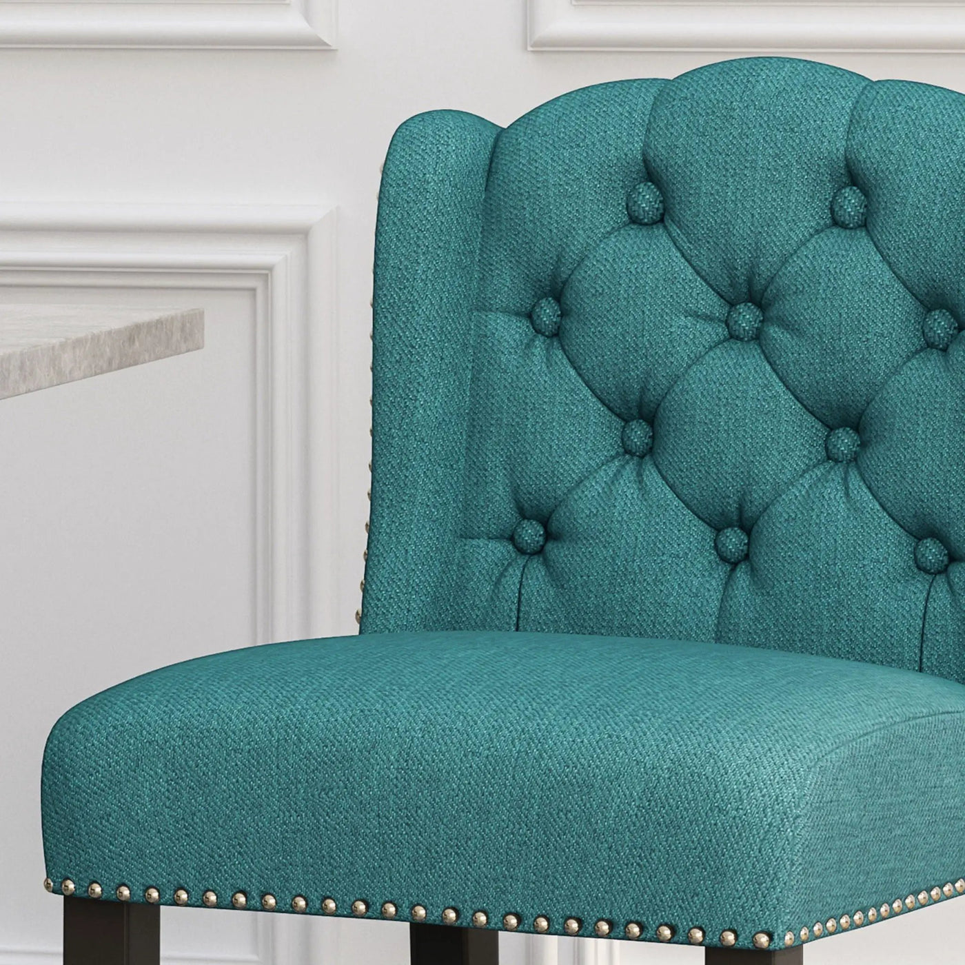Vienna Fabric Tufted Counter Stool With Nailhead Accents (Set of 2) by HouseOfZazla
