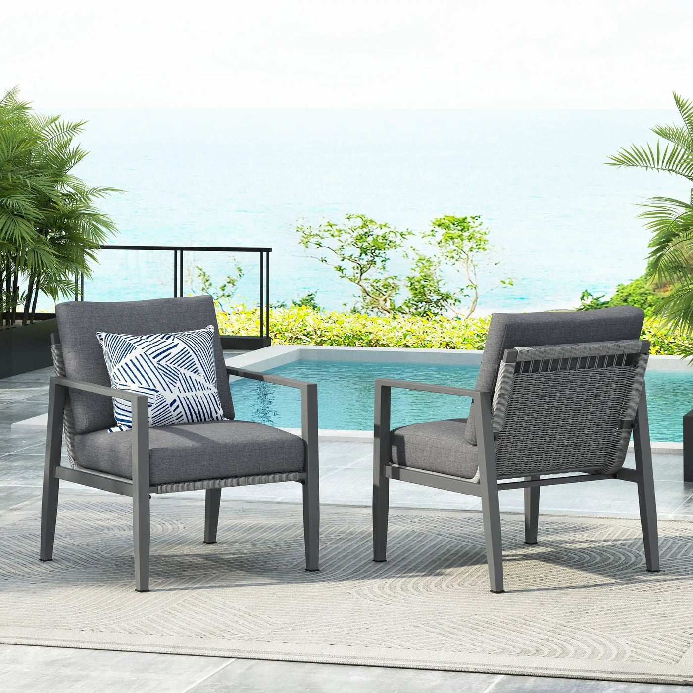 Modern Lounge Chair With Rope Accents And Cushions by HouseOfZazla