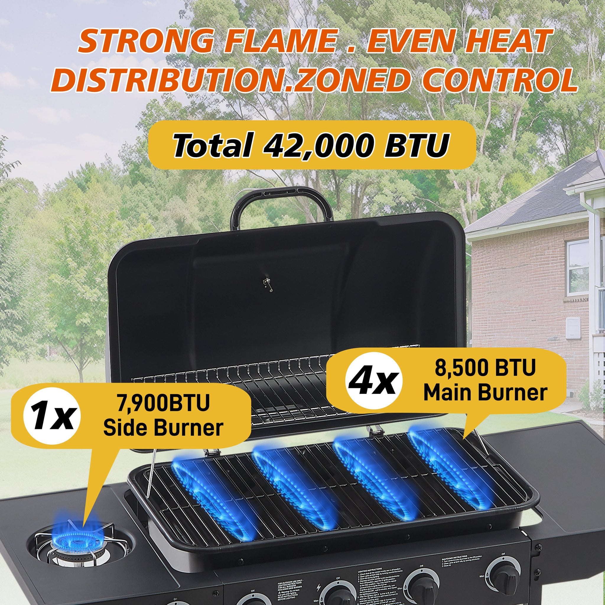 4 Burner Propane Gas BBQ Grill with Side Burner by HouseOfZazla