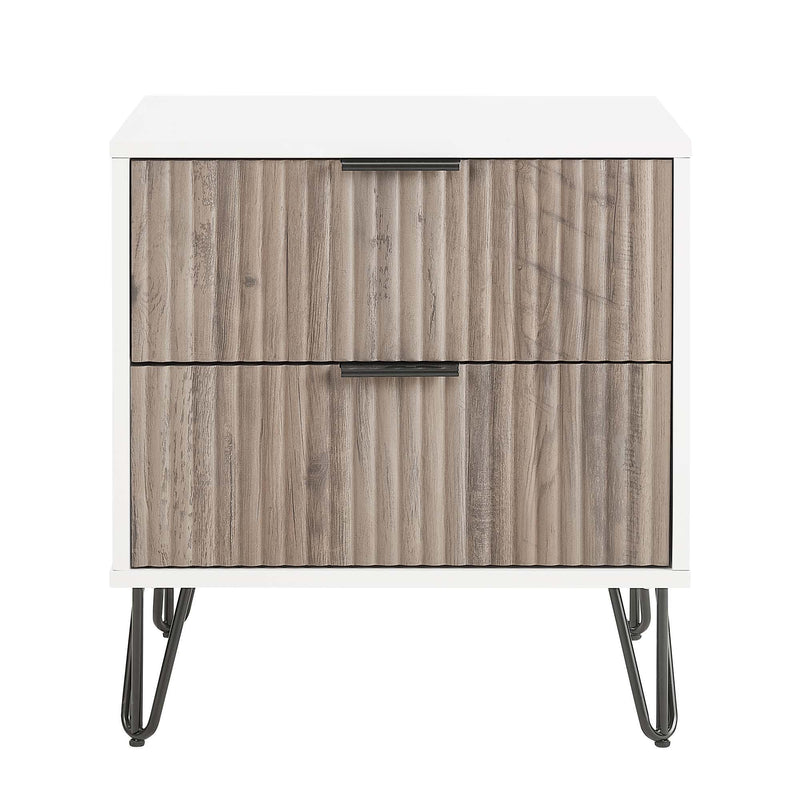 Dumbo - Fluted Nightstand With 2 Drawers - Gray / White by HouseOfZazla