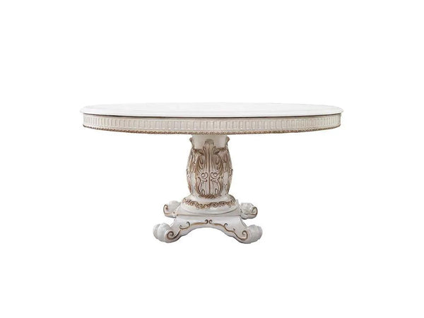 Vendome - 76" Round Dining Table With Pedestal Base - Antique Pearl