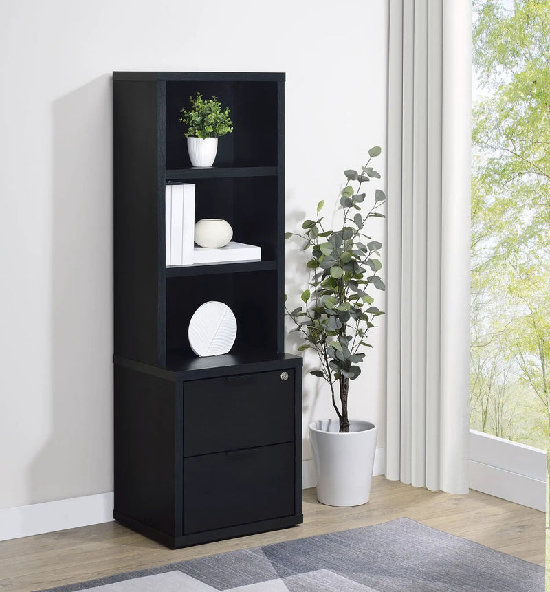 Westpark 3-shelf Bookcase USB and Lockable Drawer Black by Unique Piece Furniture