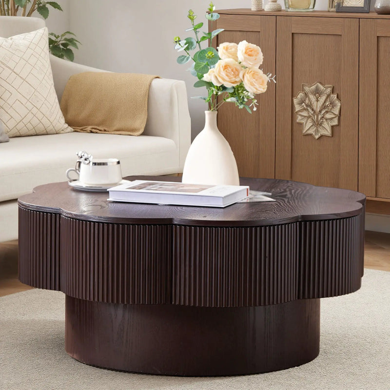 Modern Plum Blossom Shaped Coffee Table With Storage by Unique Piece Furniture