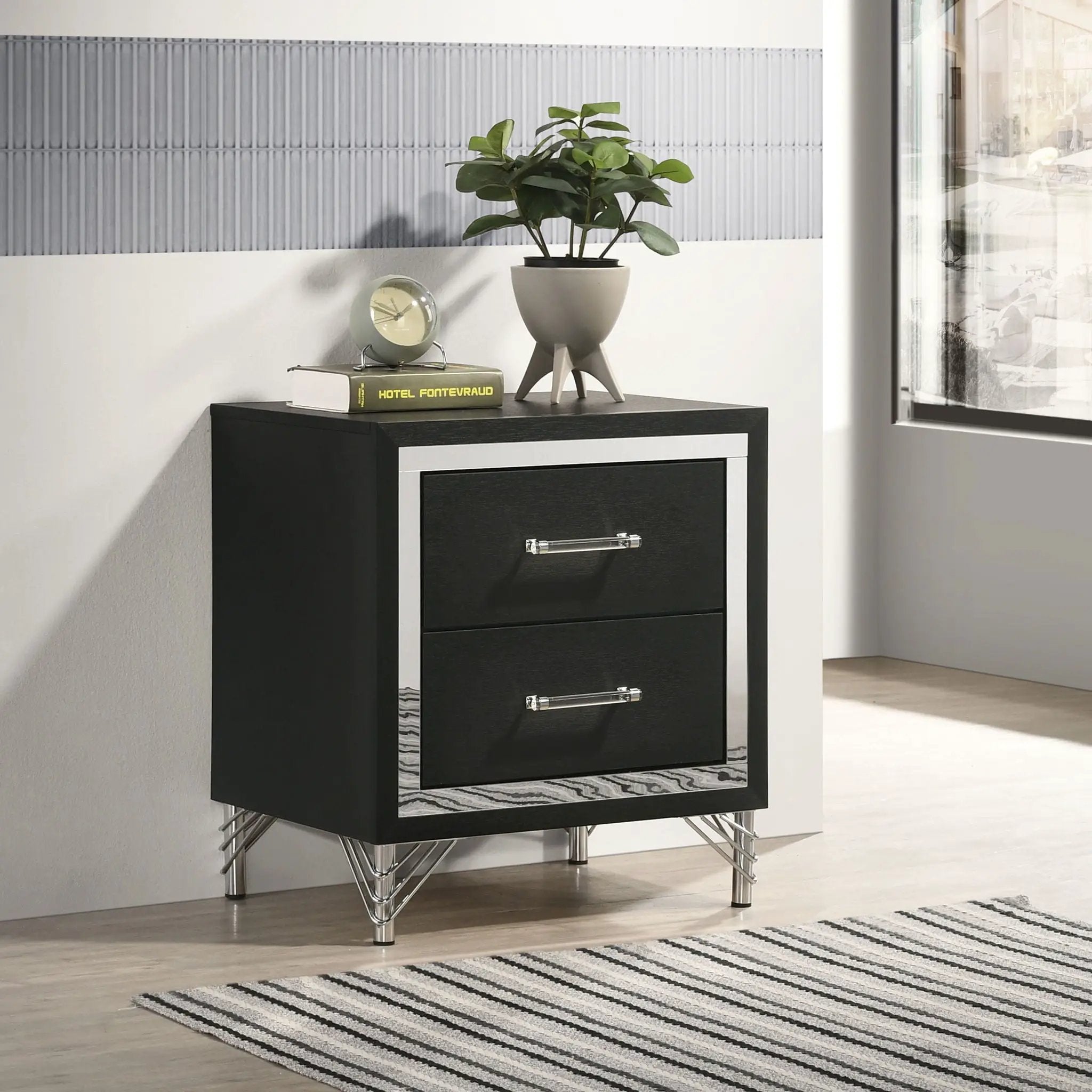 Lucia 2-drawer Nightstand Bedside Table Black by Unique Piece Furniture