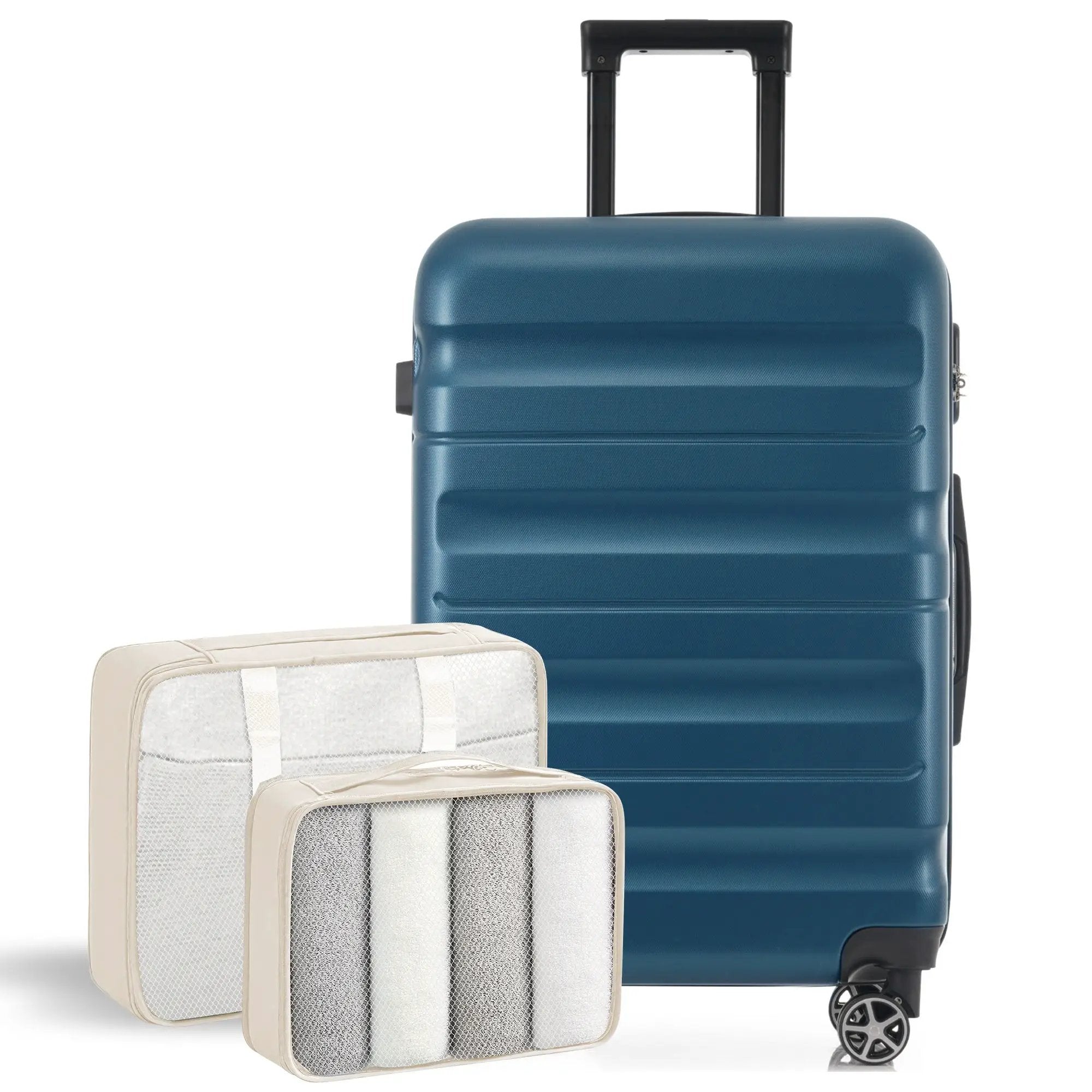 Hardshell ABS Luggage Set 24-Inch Spinner Suitcase with 2 Packing Cubes by HouseOfZazla