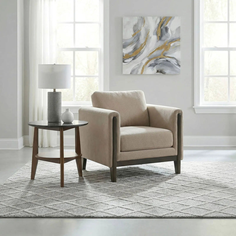 Islington Fabric Upholstered Panel Arm Accent Chair Taupe by Unique Piece Furniture