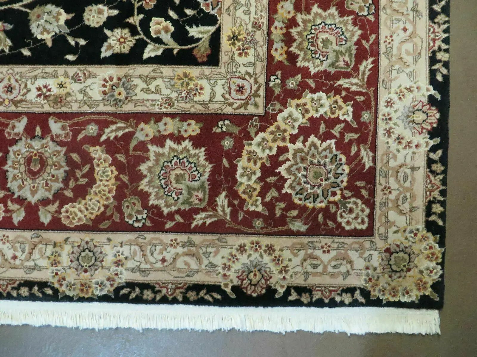 9' X 12' Vintage Handmade Fine Chinese Oriental Floral Wool Rug Silk Black by Jewel Rugs