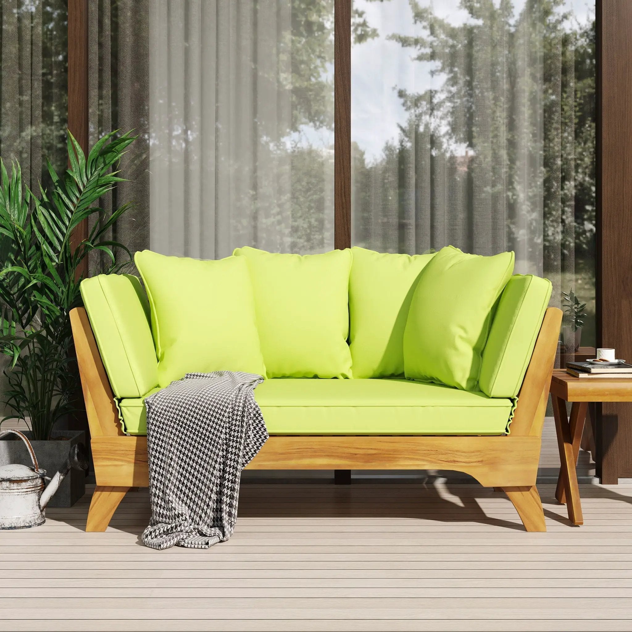 Outdoor Acacia Wood Expandable Daybed With Cushions by HouseOfZazla