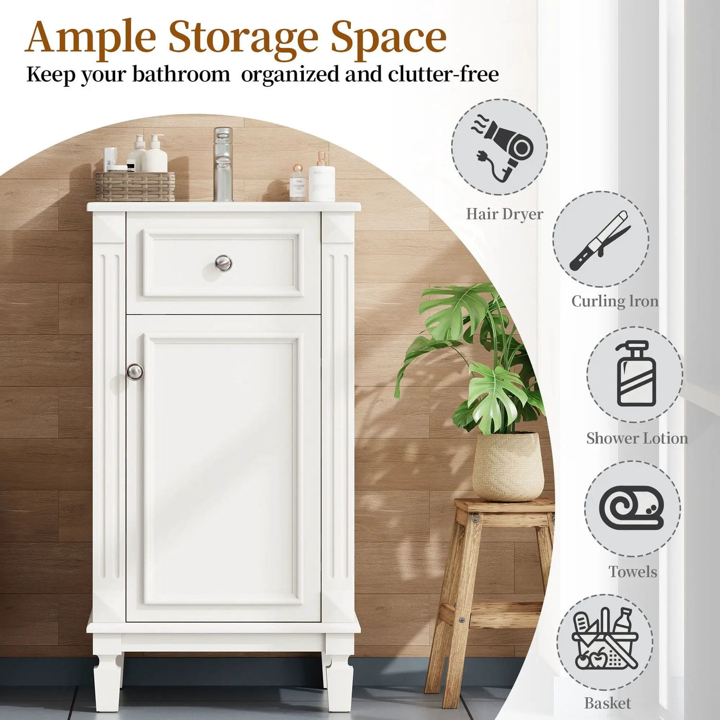 Bathroom Vanity With Sink, Soft-Closing Door, Adjustable Shelf by Unique Piece Furniture