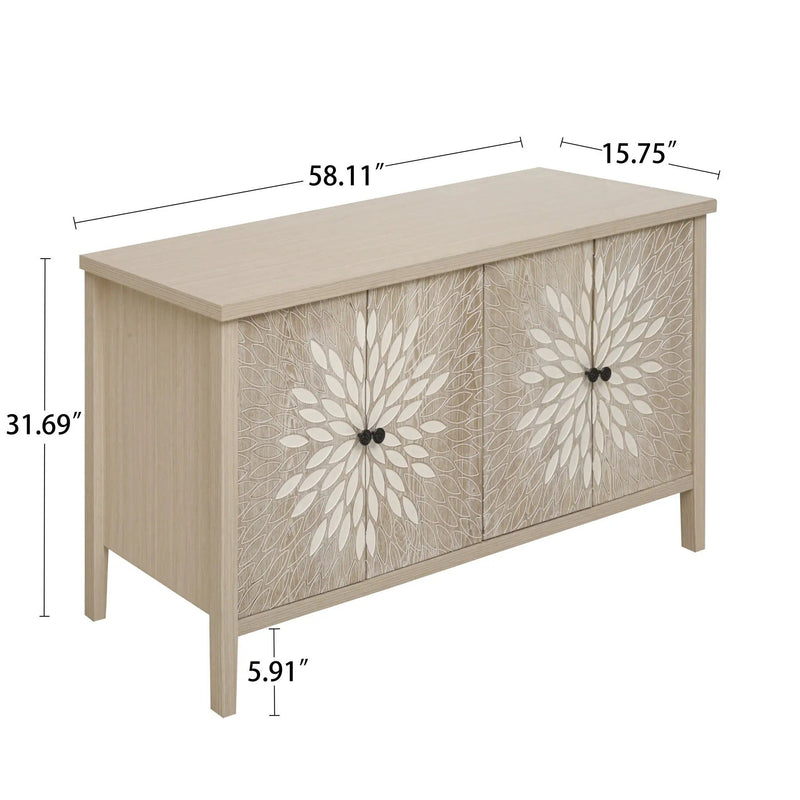 Modern Storage Cabinet With 4 Doors & Adjustable Shelves by HouseOfZazla