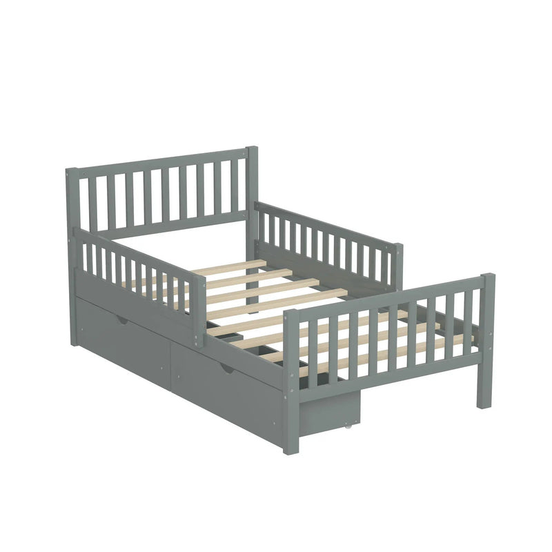 Platform Bed With Guardrails On Both Sides And 2 Storage Drawers by Unique Piece Furniture