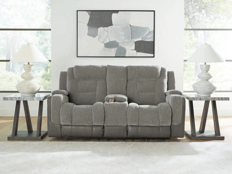 Mixed Motion - Power Reclining Loveseat With Console / Adjustable Headrest by Unique Piece Furniture