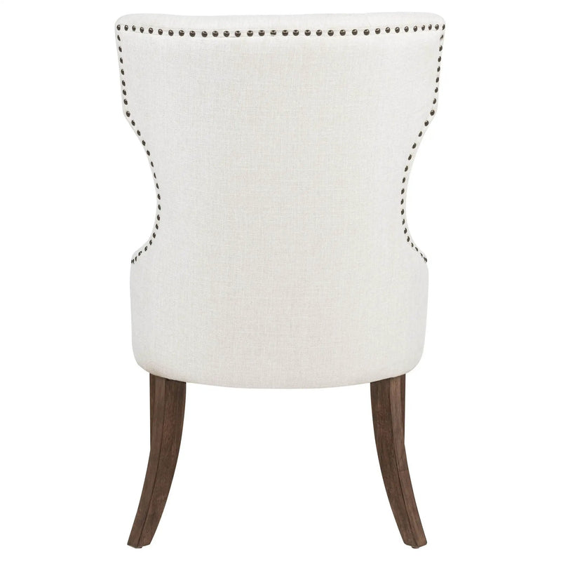 Baney Fabric Upholstered Dining Side Chair Cream and Dark Oak by Unique Piece Furniture