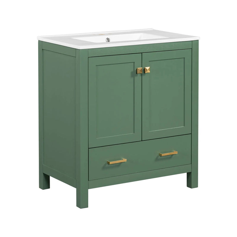 Bathroom Vanity With Single Sink, Combo Cabinet Undermount Sink, Bathroom Storage Cabinet With 2 Doors And A Drawer, Soft Closing, Multifunctional Storage, Solid Wood Frame by HouseOfZazla