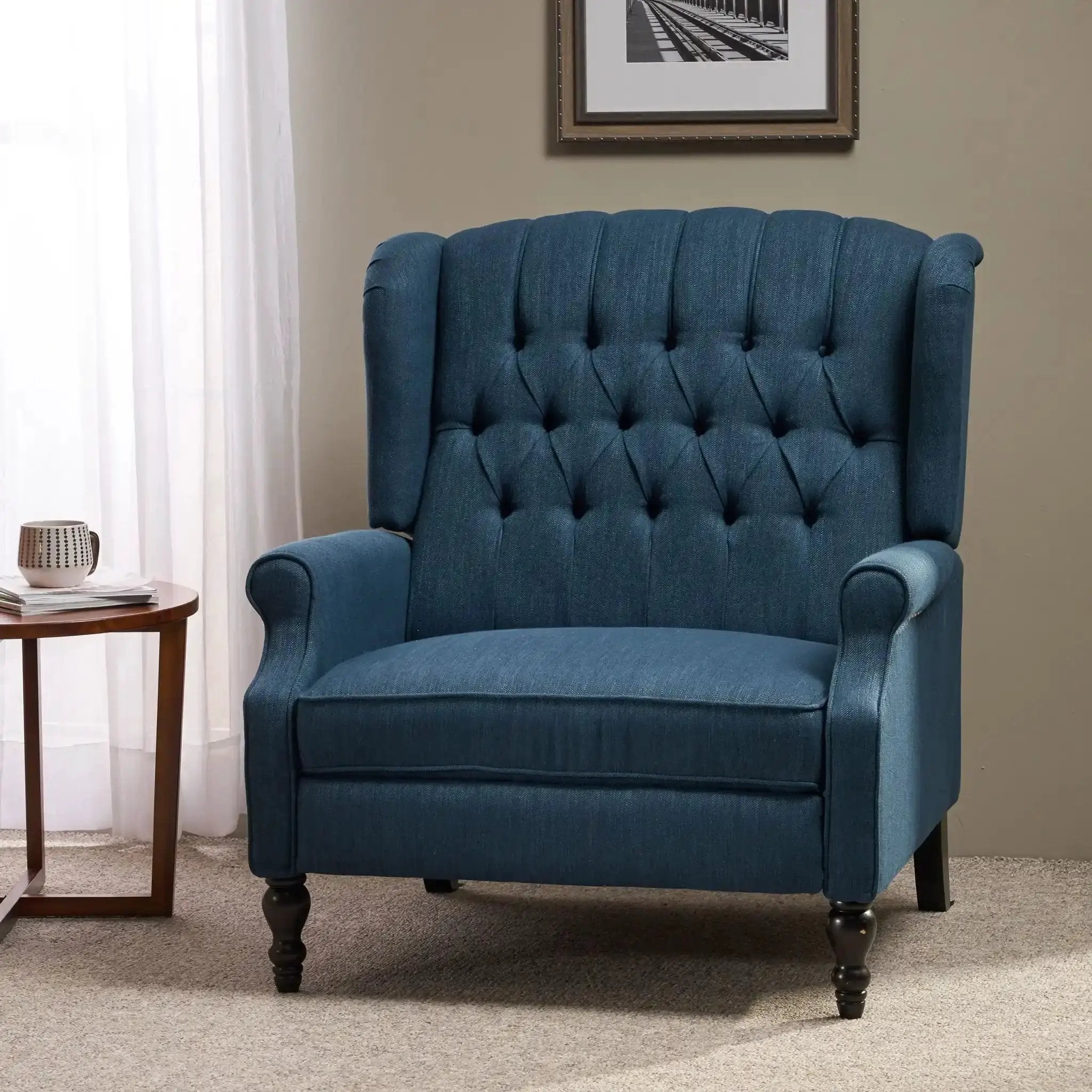 Dunham Contemporary Fabric Tufted Oversized Pushback Recliner by HouseOfZazla